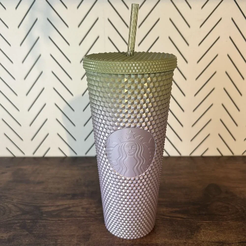 Starbucks Tumbler 2024 Metallic Green Green Purple Ombre Venti Studded 24oz Cup